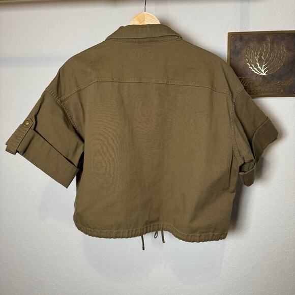 Women's Lauren Ralph Lauren Olive Crop Cargo Button Front Shirt Jacket Size 10 - Picture 8 of 10